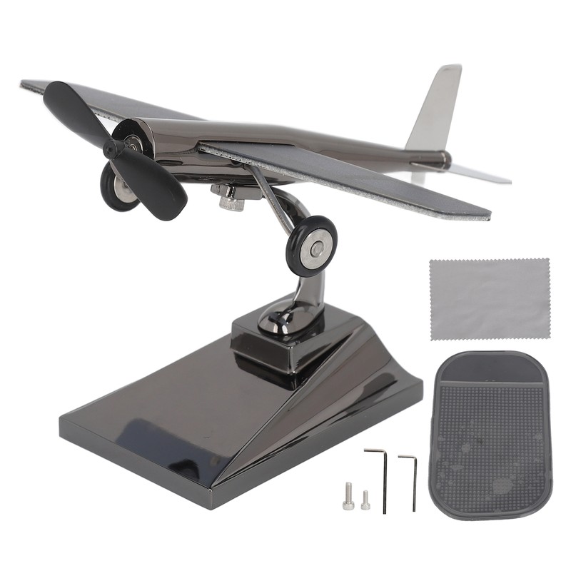 Solar Airplane Rotating Propellers Zinc Alloy Plastic Easy Assembly Solar