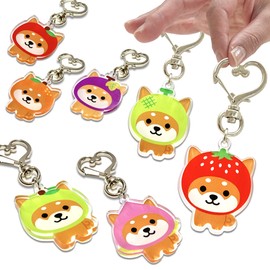 LamPlanning Traveling Mameshiba Acrylic Key Chain Charm, Shiba Inu, Mameshiba, Cute, Character Mascot, Healing, Made in Japan, Set of 7 types, Free size