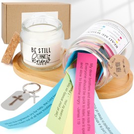 Bible Verse Jar Set - Christian Gifts for Women and Man, Read Me When Bible Verses Prayer Jar for Emotions & Feelings, Religious Gifts with Keychain & Tray (Read me When)