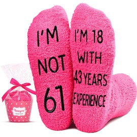 HAPPYPOP 61st Birthday Gifts Ideas for Women - Socks for 61 Year Olds, 61st Birthday Socks, Best Gifts for 61 Year Old Woman