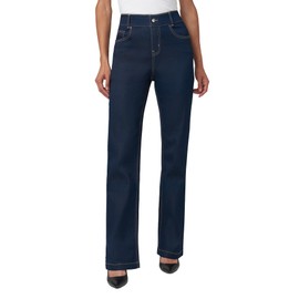 HUE Women's Fashion Jeggings-Cropped Flare, Straight, Bootcut, Wide Denim Leggings, Dark Rinse Wash - Bootcut, X-Large