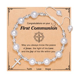 UNGENT THEM First Communion Gifts for Girls Catholic 1st Holy Communion Decorations Cross Bracelets
