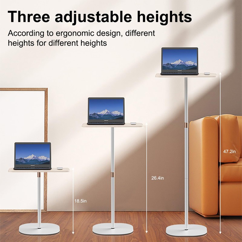 Portable Laptop Floor Stand Laptop Standing Desk Adjustable Height 18.5-47"