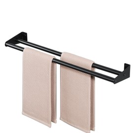 SAYAYO Double Towel Bar for Bathroom 24 Inch, Matte Black Towel Rack Wall Mounted, Towel Holder SUS304 Stainless Steel