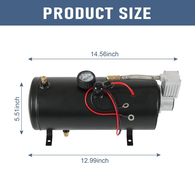 DC 12V MAX 150PSI Air Compressor Tank Pump with 3