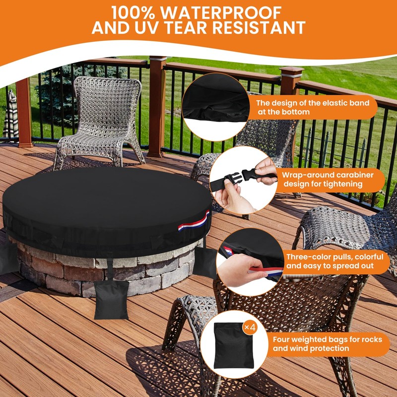 Dosminer Fire Pit Cover Round Outdoor Built In Stone Fire