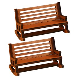 NVOXELIS 1:14 Miniature Rocking Chairs 2Pcs (Classic Brown, Realistic Slat Design)