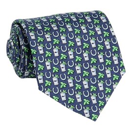 vineyard vines Kentucky Derby Mint Julep & Horsehoes Printed Tie, Moonshine, 58