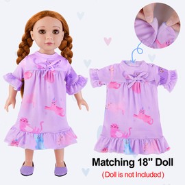 MHJY Matching Girls & Doll Nightgowns Vintage Short Sleeve Sleepwear Pajamas Dress for Girls and American 18" Girl Doll