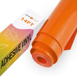HTVRONT Orange Permanent Vinyl, Glossy Orange Vinyl for Cricut - 12" x 14 FT Orange Adhesive Vinyl Roll for Cricut, Silhouette, Cameo Cutters, Signs, Scrapbooking, Craft, Die Cutters
