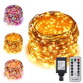 ErChen Dual-Color LED String Lights, 165 FT 500 LEDs Plug in Copper Wire 8 Modes Dimmable Fairy Lights with Remote Timer for Indoor Outdoor Christmas (Multicolor/Warm White)