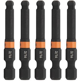 Railer Hex 3/16" Impact Driver Bit - 5 Pack (Hex Shank, S2 Steel, 2" Length)