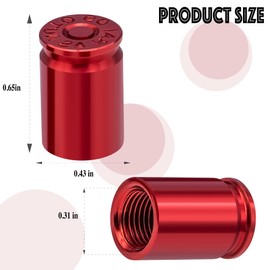 MEAJOO 4PCS Bullet Shell Tire Valve Stem Caps, Aluminum Alloy Car Air Stem Cap, Universal Dustproof Tire Valve Stem Covers for Cars, SUV, Trucks, Bikes, Motorcycles, Bicycles (Red)