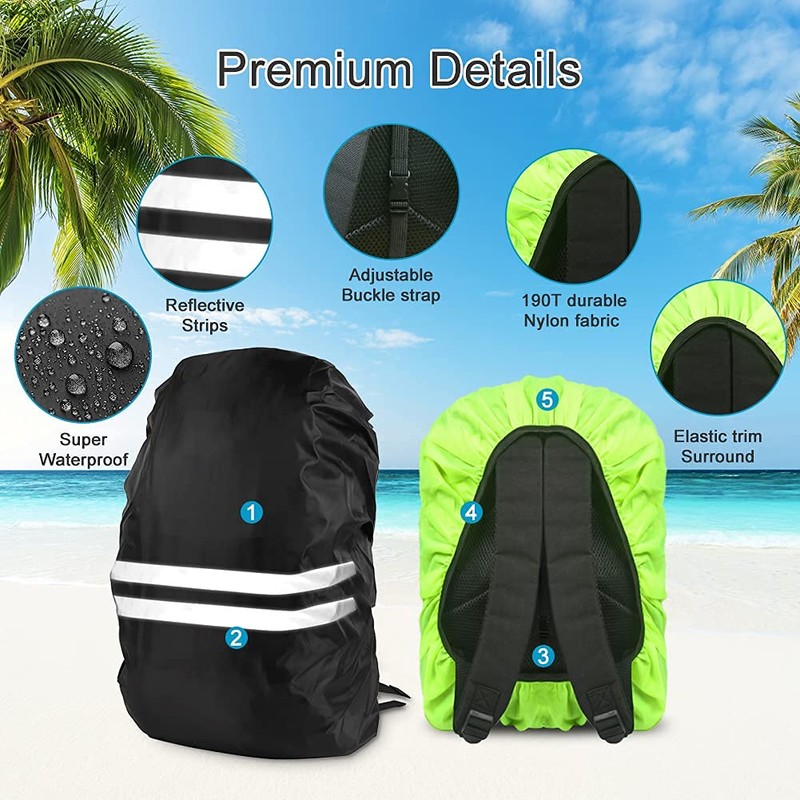 flintronic Backpack Waterproof Cover, 2 Pack Reflective Rucksack Cover, High