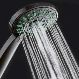 AquaDance Antimicrobial/Anti-Clog High-Pressure 6-setting Hand Shower, Microban Nozzle Protection from Growth of Mold, Mildew & Bacteria for Stronger Shower! Oil-Rubbed Bronze Finish/Coral Green Jets