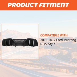 Kojem Rear Bumper Lip Diffuser Compatible with 2015 2016 2017 Ford Mustang RTV2 Style, Lower Valance Chin Wing Splitter Protector PP Black