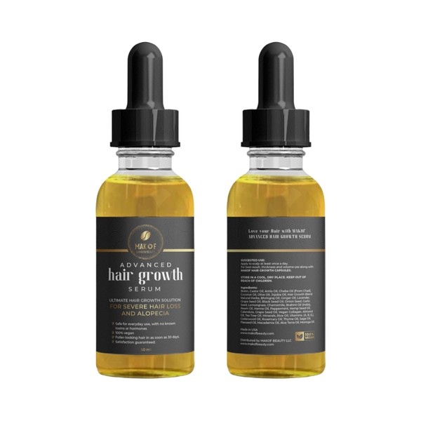 Hair Growth Oil, Effevtive Treatment For Hair Growth, Edges loss. Blend of Biotin, Collagen, Protein and 38 essentials oils. Promote Longer, Thicker hair. Moisturizes Scalp and Prevent Dandruff. 60ML