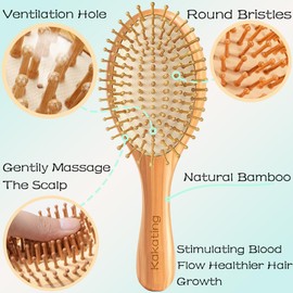 Kakating 16 Pack Bamboo Hair Brush for Hair Growth | Natural Wooden Hairbrush Detangling Massaging Scalp Bulk (Ellipse, Count, 16)