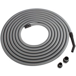 Cen-Tec Systems 50 Ft. Premium Shop Vacuum Extension Hose with 2 tank adapters and 1.25" curved end, Silver