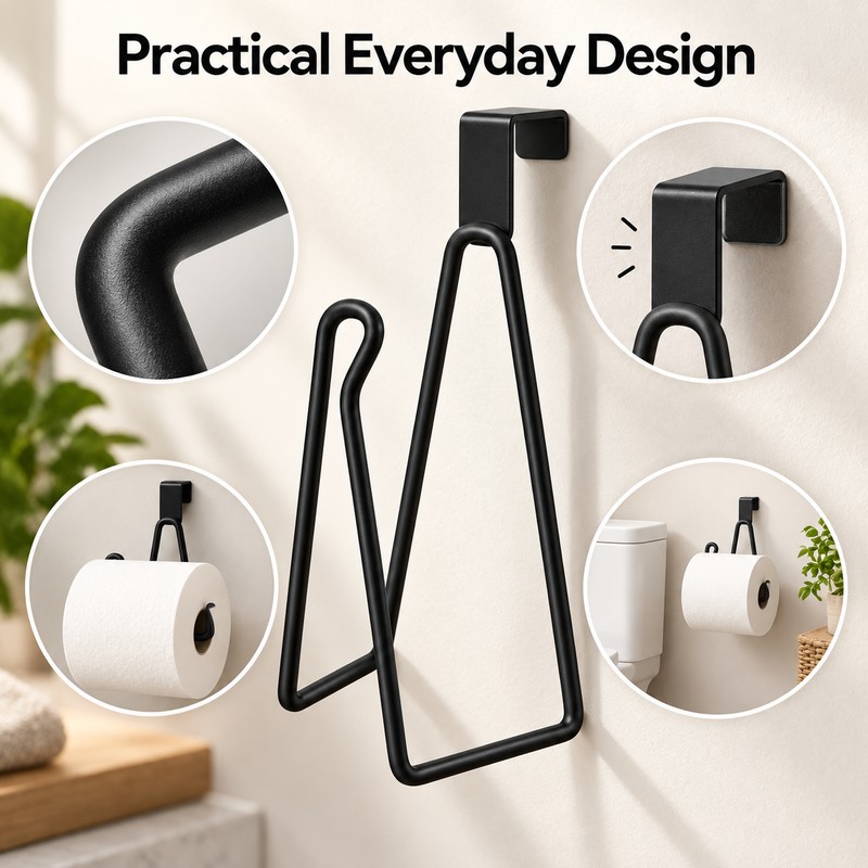 Metal Toilet Paper Holder for Bathroom – No-Drill Wall Mount