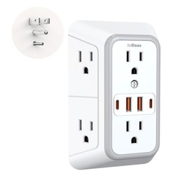 JcBlaon 6-Outlet Surge Protector Wall Charger with 4 USB Ports Multi Plug for Home, Office, Travel--Without Night Light Power Strip Electrical Socket