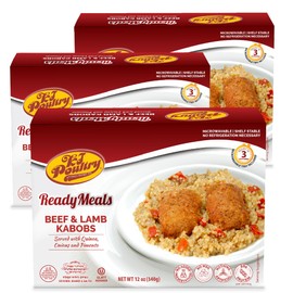 KJ Poultry Kosher Ready Meals - Beef Lamb Kabob & Quinoa, MRE Meat Meals Ready to Eat (3 Pack) Prepared Entree Fully Cooked, Shelf Stable Microwave Dinner Travel, Military, Camping, Emergency Survival