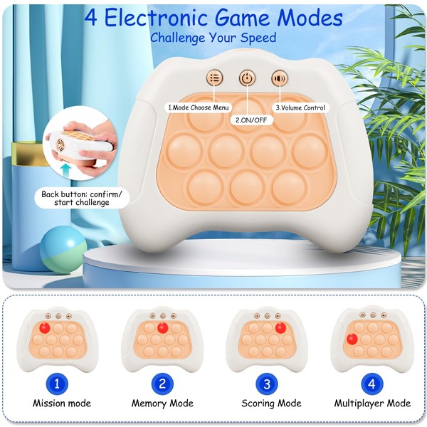 Moocuca Pop It Electronic Game, Quick Push Game with Sticker, Bubble Sensory Squeeze Toys, Fast Push Game, Pop It Fidget Toy, Pop Up Game, Anti Stress Pop It Game for Children Adults