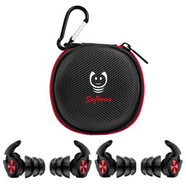 Softvox Motorcycle Ear Plugs, Wind Noise Reduction Keep Comms Clear, Reusable Earplugs for Motor, Motorbike, Motorsports, Touring, Racing, Riding - 2 Sizes, Triple Tips Comfy, BKRD