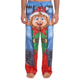 Dreamwave Holiday Christmas Elf Men's Fleece Pajama Pants Green/Red Small