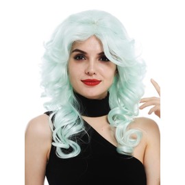 WIG ME UP - WL-3010-T5507 Women's Wig Star Diva Long Wavy Voluminous Toupeed 80s Turquoise Green