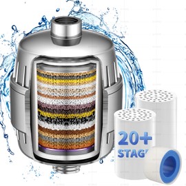 ZGMEH 20 Stage Shower Head Filter - Shower Filter for Hard Water,Remove Chlorine Heavy Metals Impurities Improve Skin,Hair and Nails's,Universal Filtration Capacity for Chlorine,Kids,Pets Available