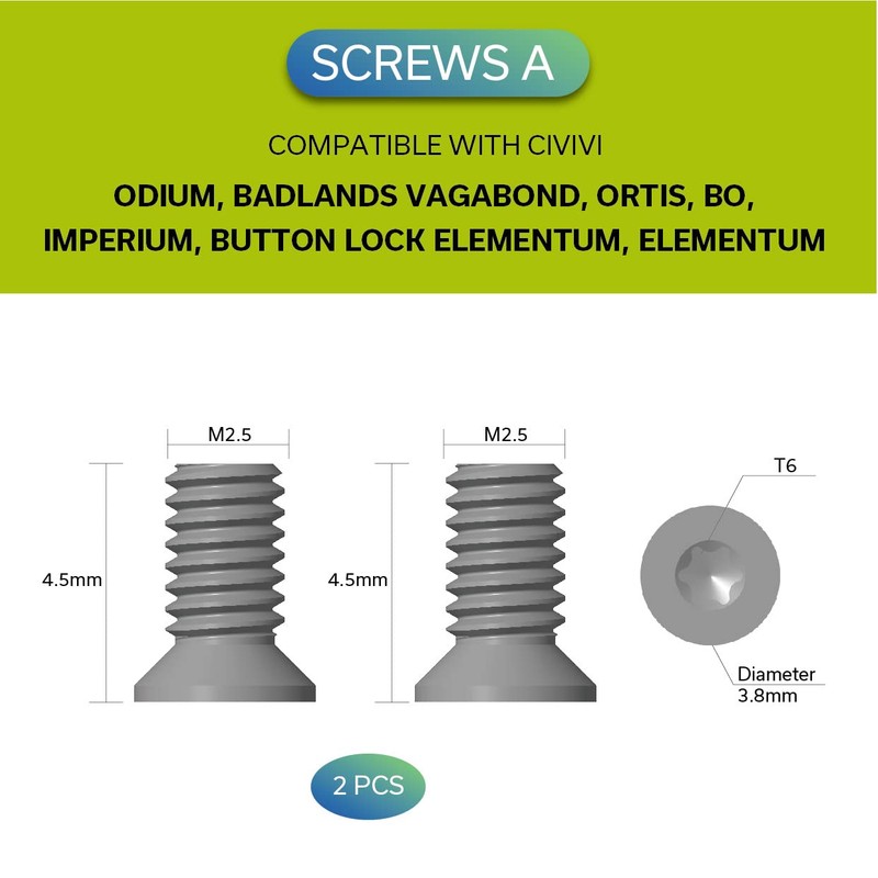 CIVIVI Stainless Steel Pocket Clip Screws CA-12A (Plain)