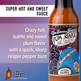 Torchbearer Sauces Plum Reaper 5 oz Super Hot Sauce - Heat Level 8 - All Natural Hot Sauce, Vegan, Extract-Free