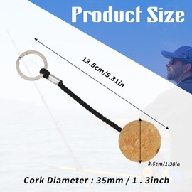 Pack of 2 Floating Key Fob Boat 35 mm Cork Key Ring Lightweight Wooden Ball Key Ring Floating Key Ring Water Sports Float Keychain Cork Ball for Boat Sailing Kayak Canoe Marine