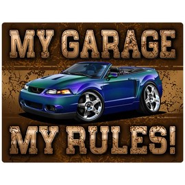 2004 Ford SVT Cobra Mustang Mystichrome Convertible My Garage My Rules Wall Art Graphic Decal Sticker (36Wx28L)