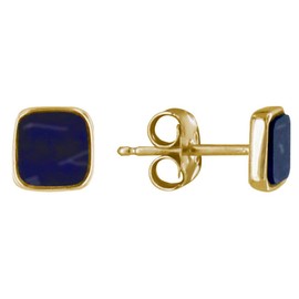 LES POULETTES BIJOUX - Gold Plated Stud Earrings Small Square by Sodalite, Sterling Silver