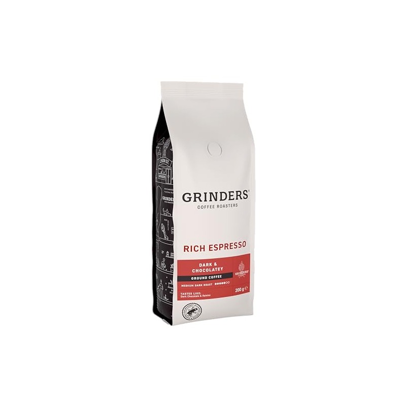 Grinders Rich Espresso Ground Coffee, 200g