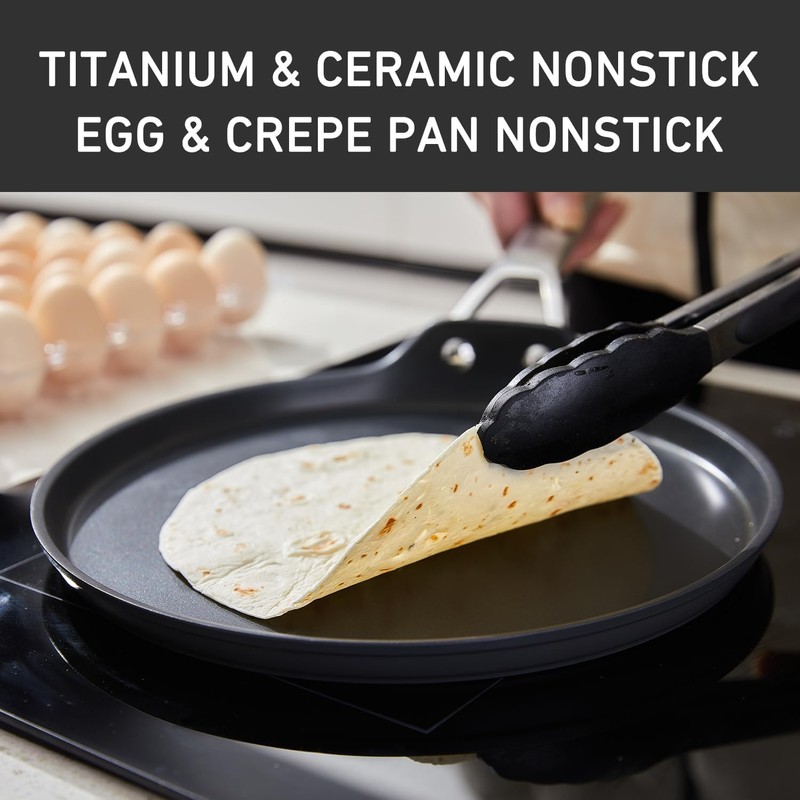 MsMk 11 inch Nonstick Crepe Pan, Titanium and Ceramic Nonstic