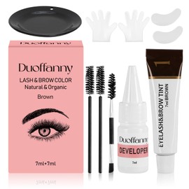 2-In-1 Eyelash & Eyebrow Kit, Professional Lash and Brow Color Kit, Lasting for 6 Weeks DIY Hair Coloring for Salon & Home Use 7ml (Light Brown)