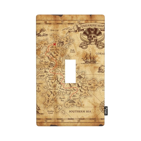Pznen Pirate Map Light Switch Cover Plates Ancient Pirate Treasure