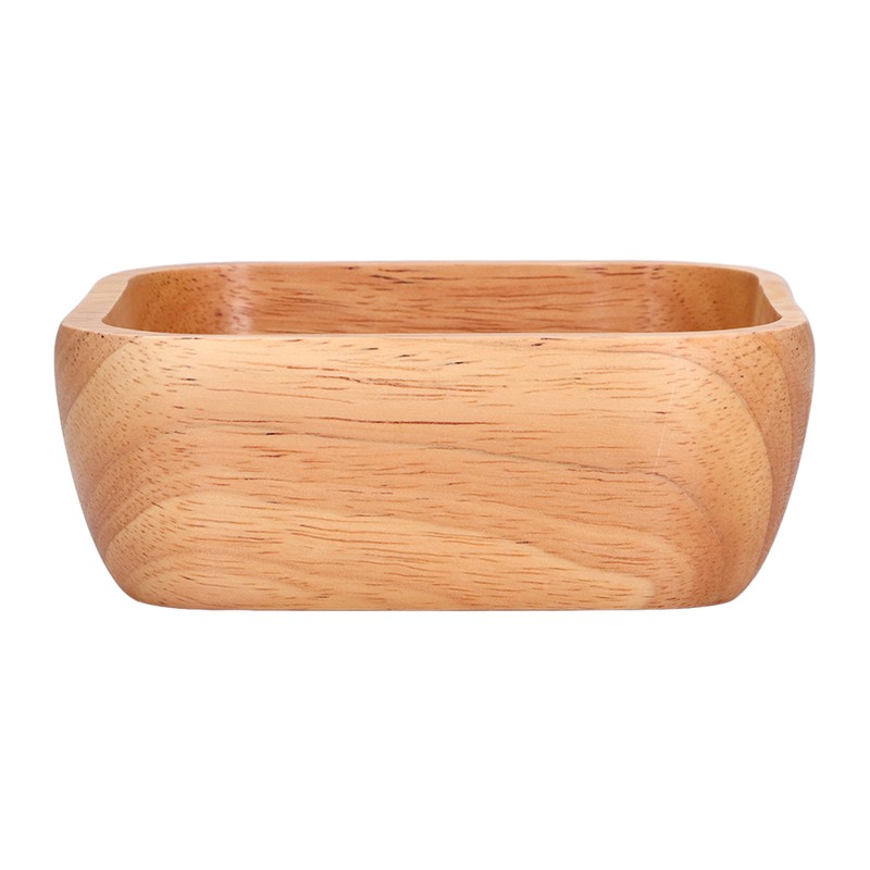 Rubber Wood Salad Bowl Handcrafted Simple Stylish Square Bowl Tableware