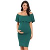 Jezero Women's Maternity Dress Off Shoulder Ruffle Sleeveless Bodycon Dress for Baby Shower