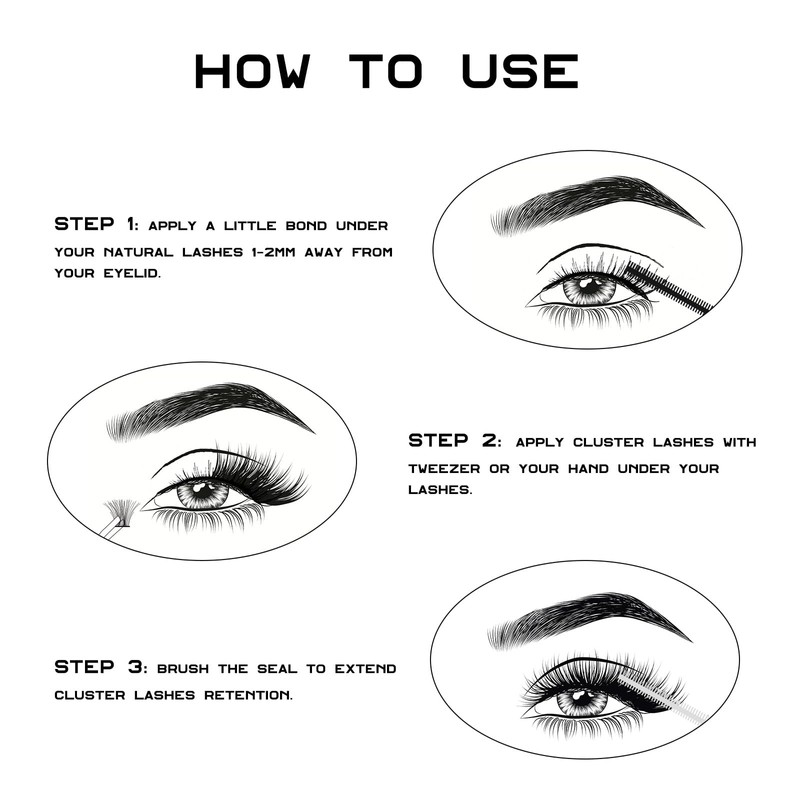 DM17 Eyelash Clusters, DIY Eyelash Extensions Kit with Applicator and