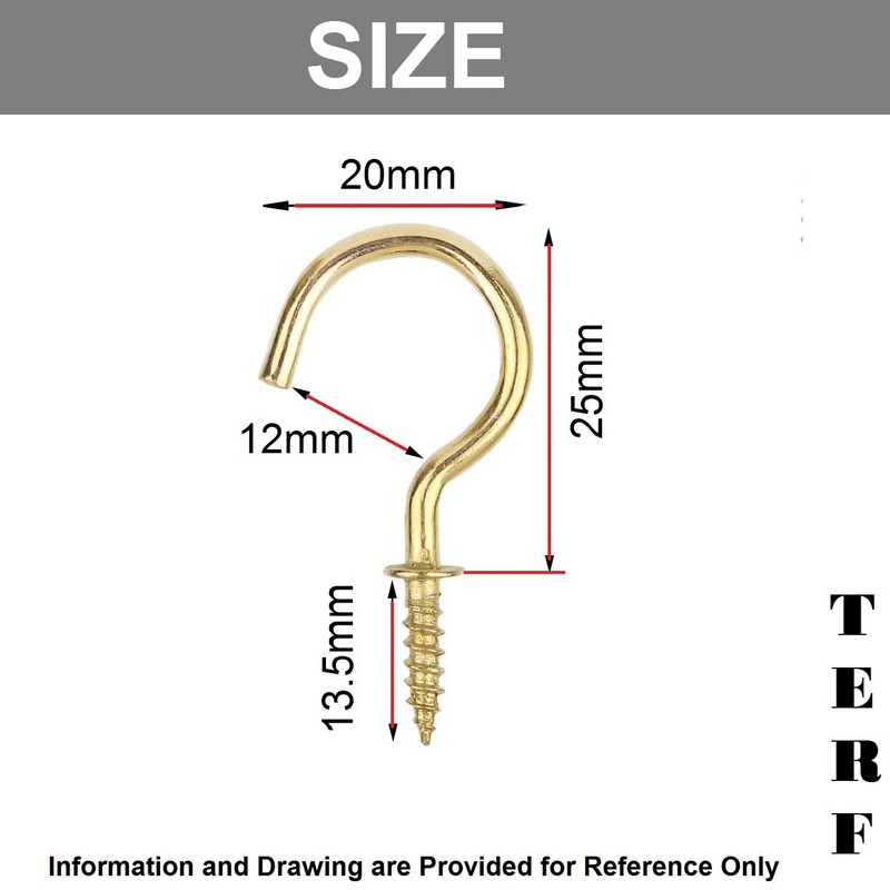 TERF® 25mm Round Bend Shoulder Cup Hook Screw 25mm (1
