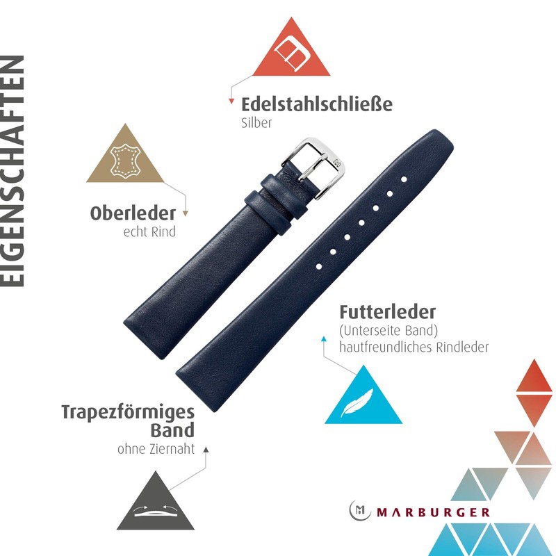 MARBURGER Watch Strap 16 mm Leather Smooth – Tool Assembly