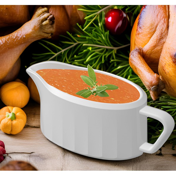 21 OZ Gravy Boat - White Ceramic - Perfect for Gravy, Sauces and Syrups, Salad Dressings, Creamer, Broth, and More server