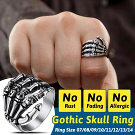 Women Stainless Steel Skull Rings Steampunk Gothic Jewelry for Male
