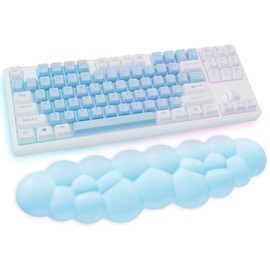 Sushret Cloud Wrist Rest Keyboard, Blue Cloud Palm Rest with PU Leather Memory Foam Cute Keyboard Rest for Wrist Support and Arm Rest, Desk Cloud Wrist Pad for PC Gaming/Hand Cushion/Computer/Office