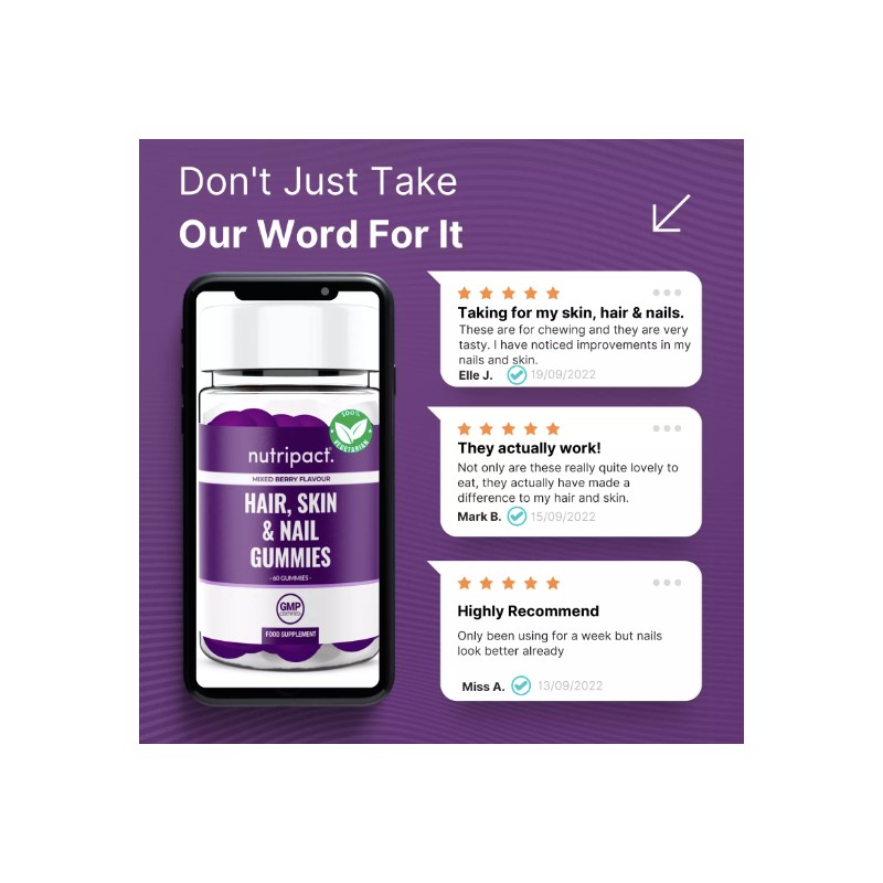 Hair Skin & Nails Gummies - Biotin Hair Growth with