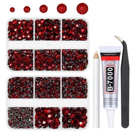 qiipii Dark Red Crystal Resin Rhinestones for Bedazzling Crafting 2mm 3mm 4mm 5mm 6mm Maroon Flatback Stones Gems Diamonds Crystals Charms for Nails Face Eyes Makeup Tumblers Bottles DIY Crafts Shoes